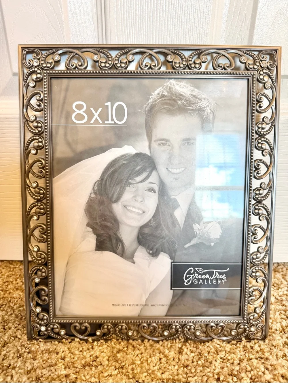 Ornate Metal Pewter Frame Rhinestone Embellished 8x10 NEW Green Tree Gallery